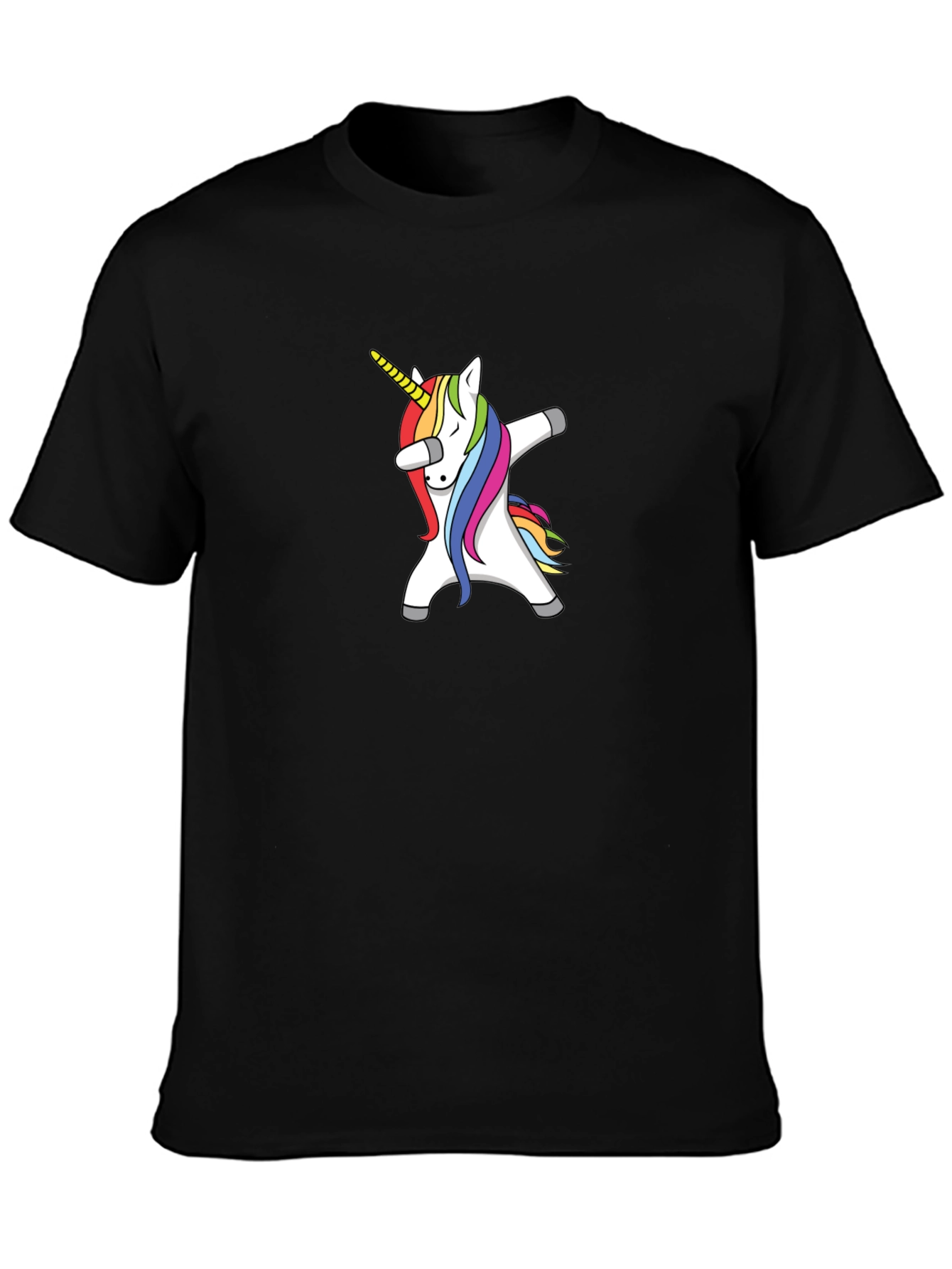 Dabbing Unicorn Graphic Tee - Black Cotton Blend Shirt