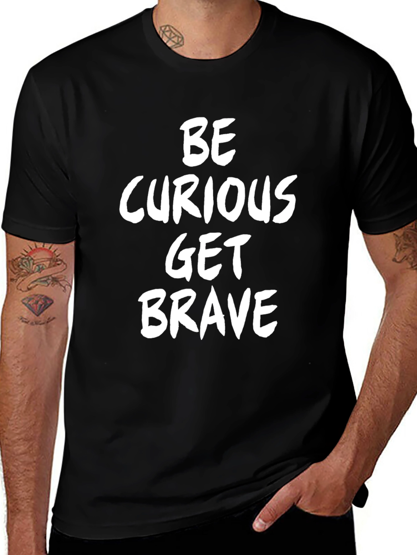Be Curious Get Brave Graphic Tee - Black