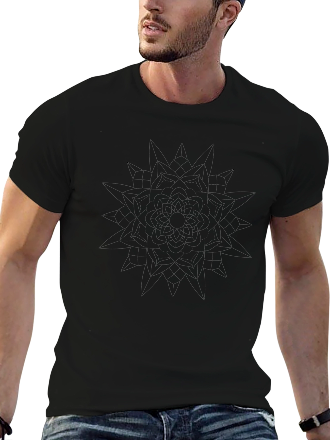 Black Mandala Graphic Tee - Mens Casual Style