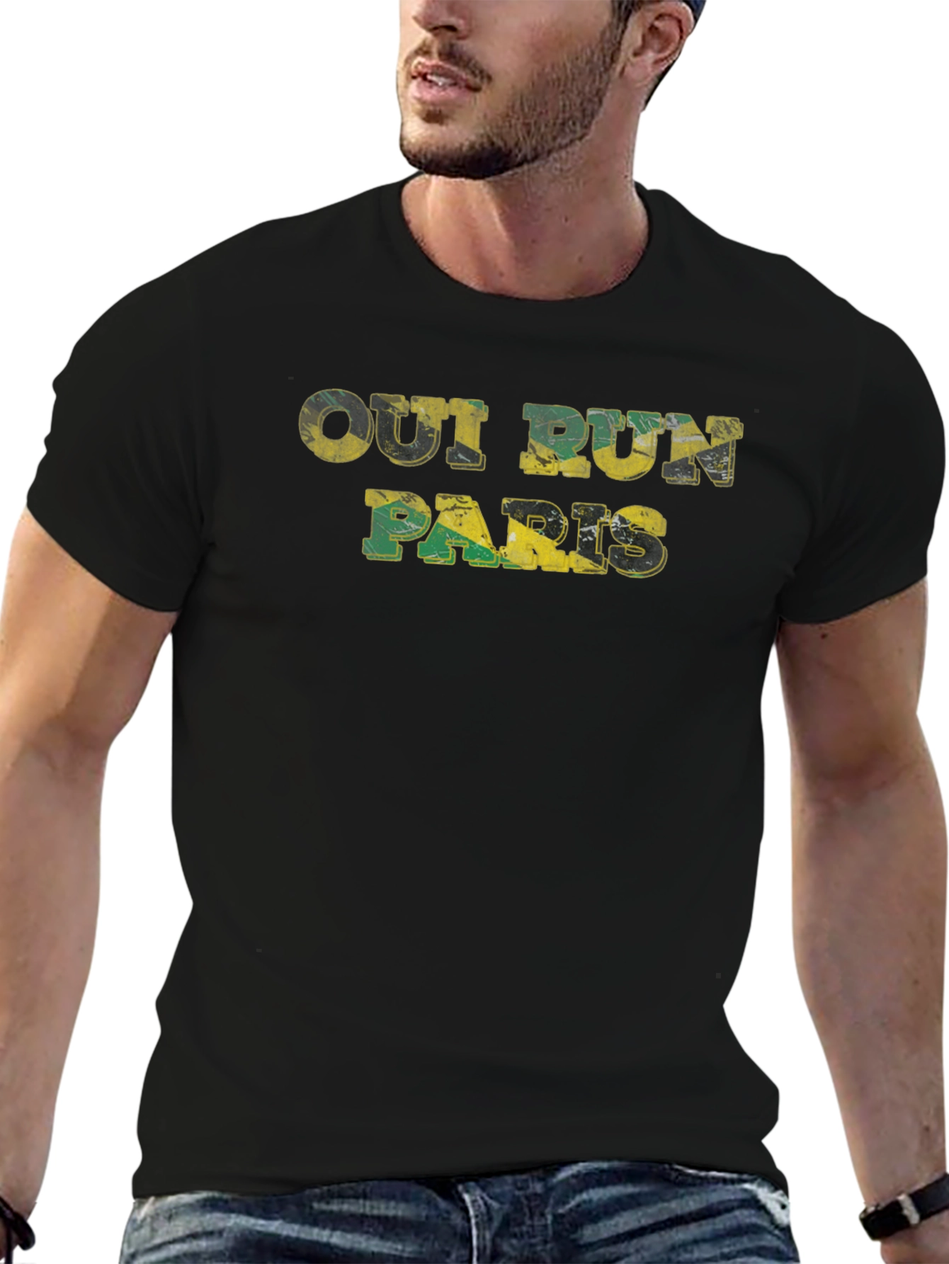 Out Run Paris Black T-Shirt - Jamaica Flag