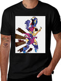 Abstract Graphic Tee - Mens Black Cotton T-Shirt