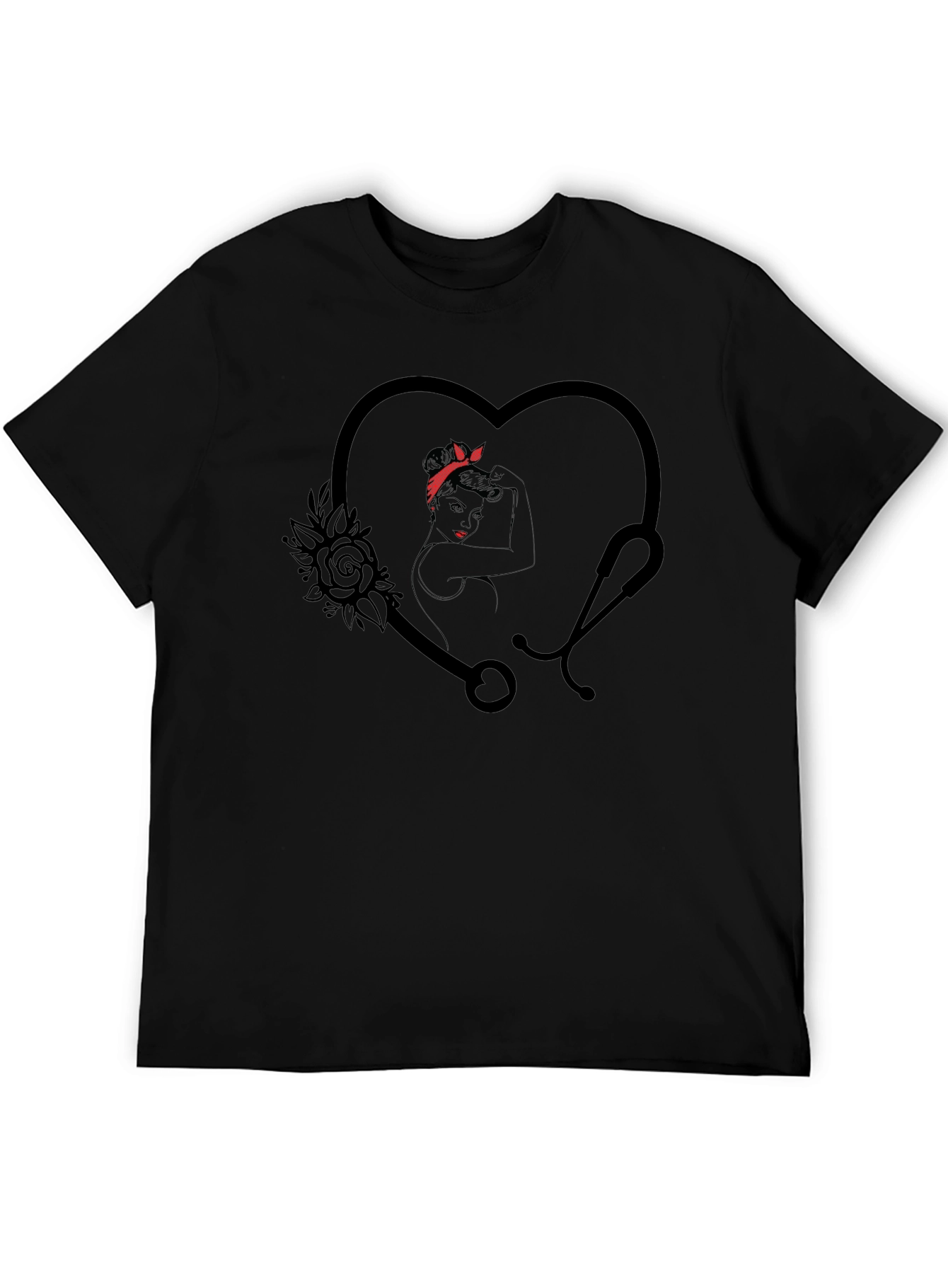 Nurse Heart Stethoscope Graphic T-Shirt