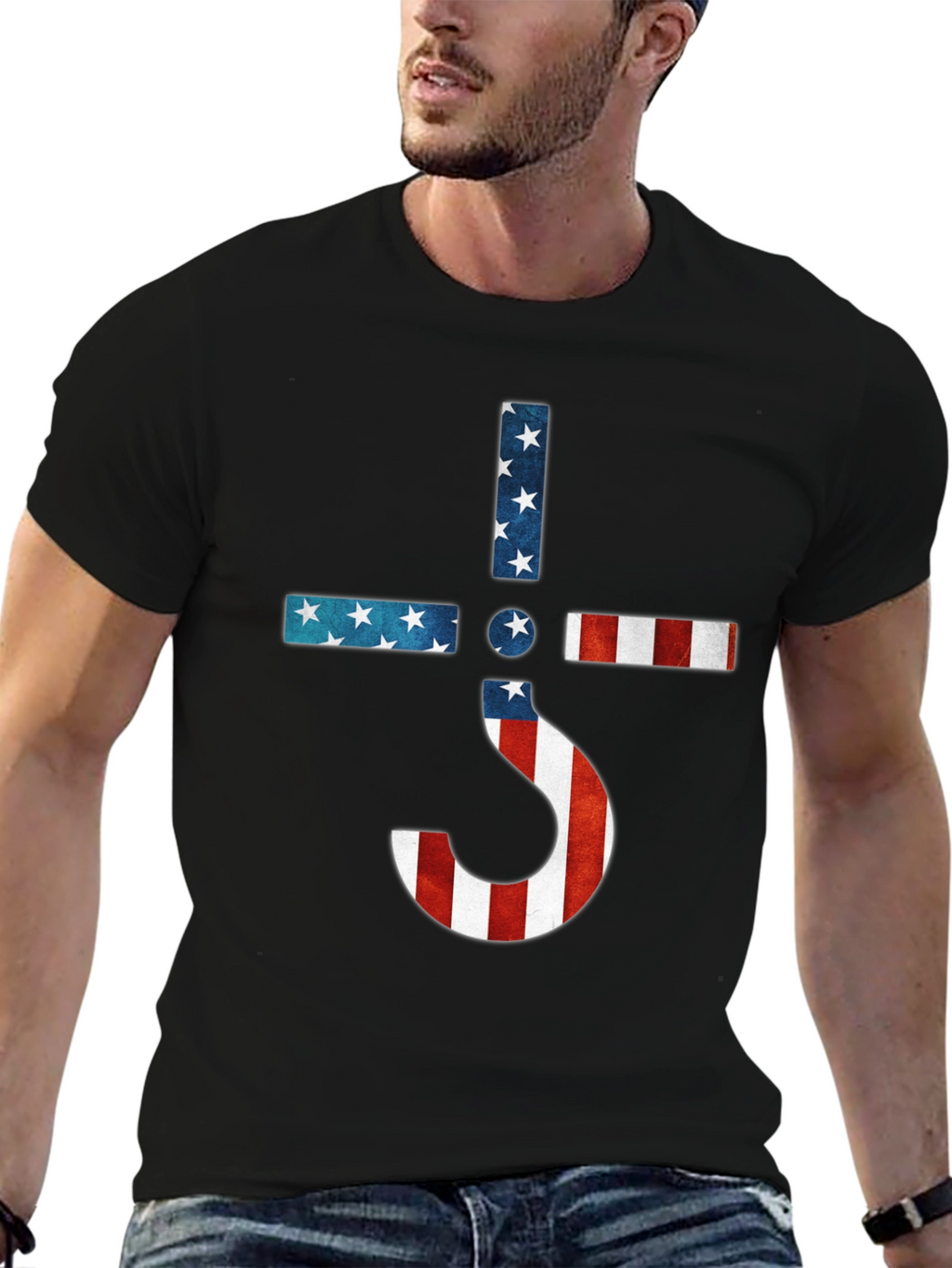 American Flag Ghost Band Logo T-Shirt