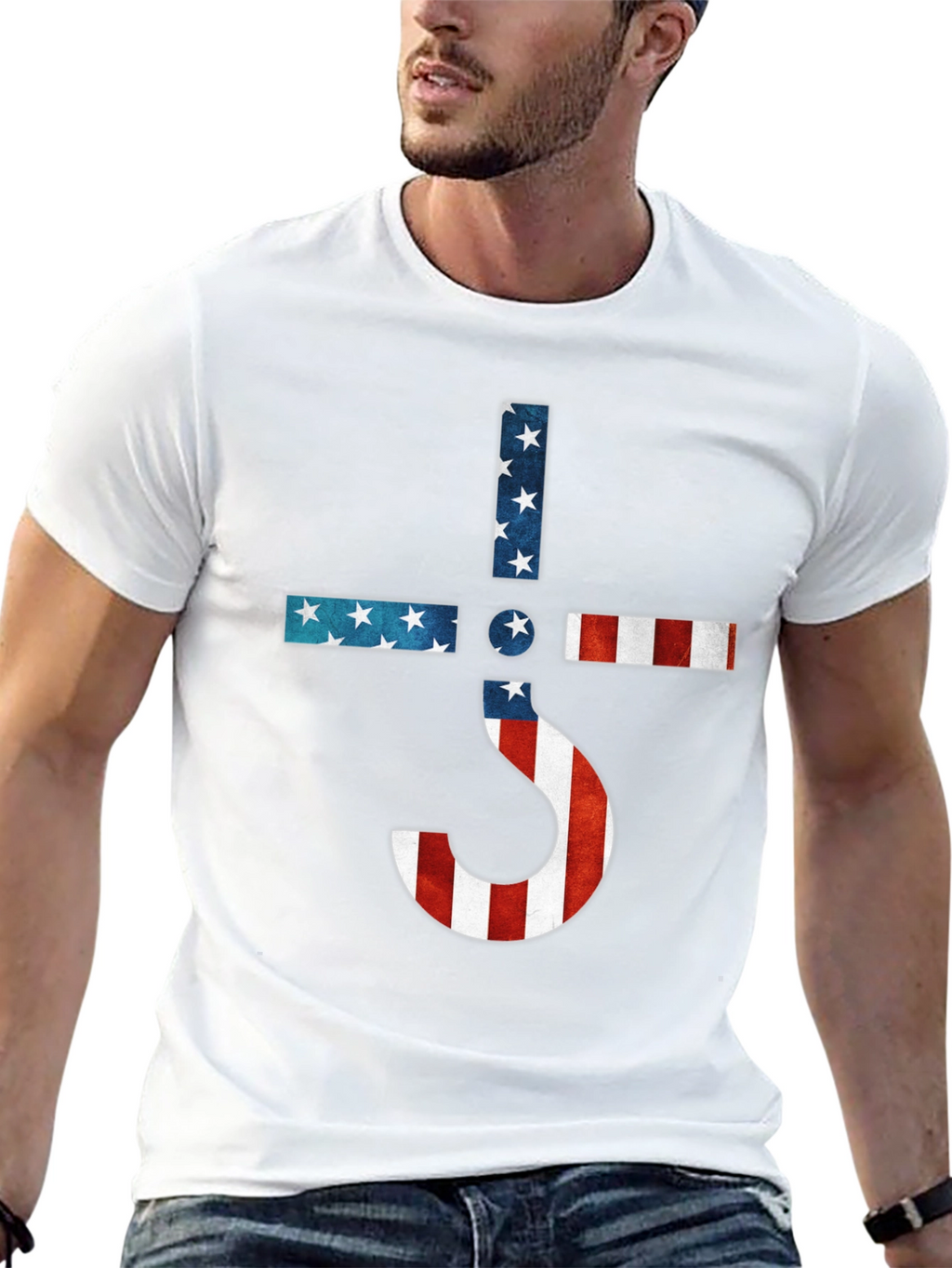 American Flag Ghost Band Logo T-Shirt