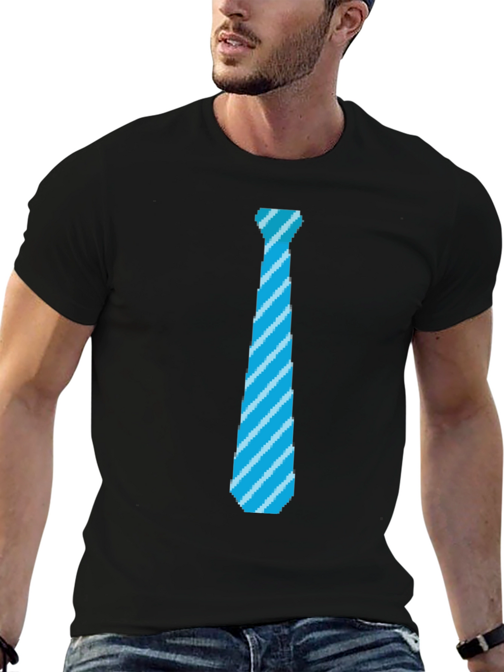 Pixel Tie Graphic T-Shirt - Fun Retro Design