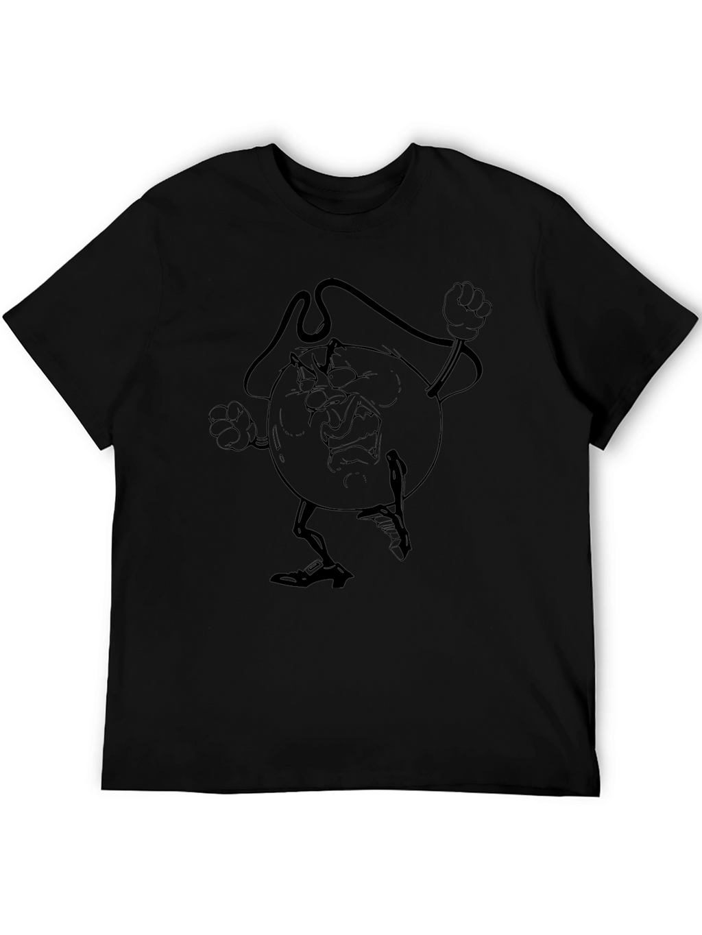 Angry Cartoon Globe Black T-Shirt