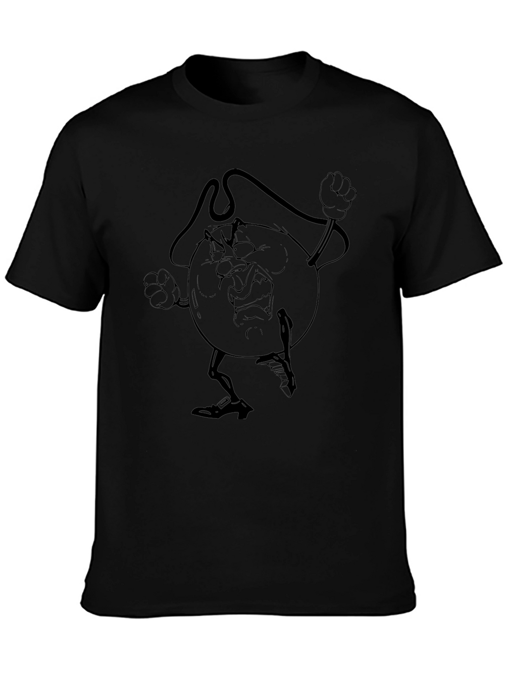 Angry Cartoon Globe Black T-Shirt