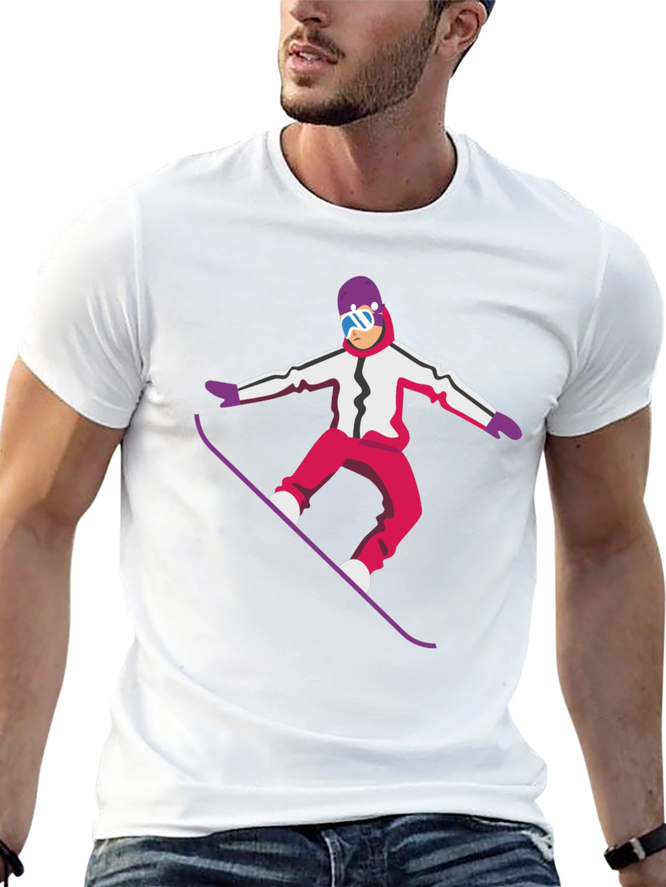 Snowboarder Graphic Tee - Cool Black T-Shirt
