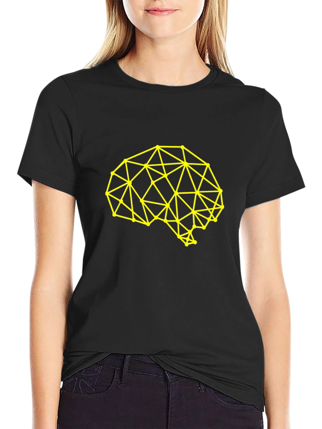 Geometric Brain Graphic Tee - Black