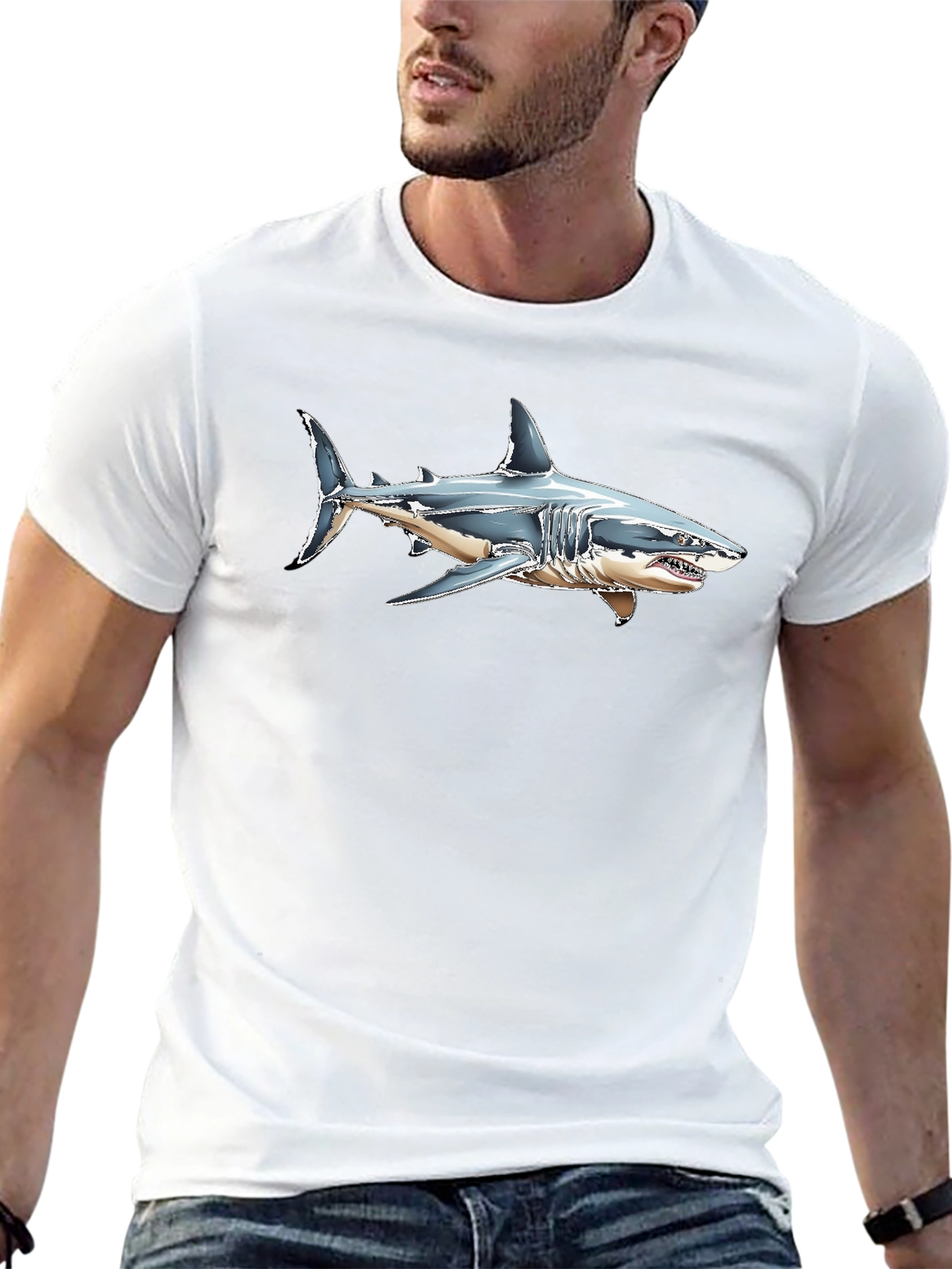 Shark Graphic T-Shirt - Mens Black Tee