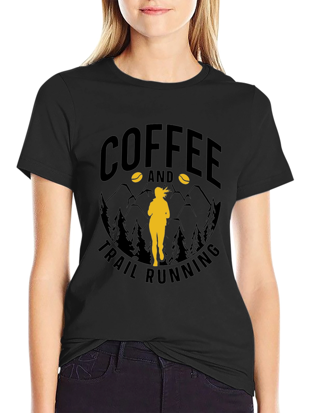 Coffee & Trail Running T-Shirt - Mountain Design