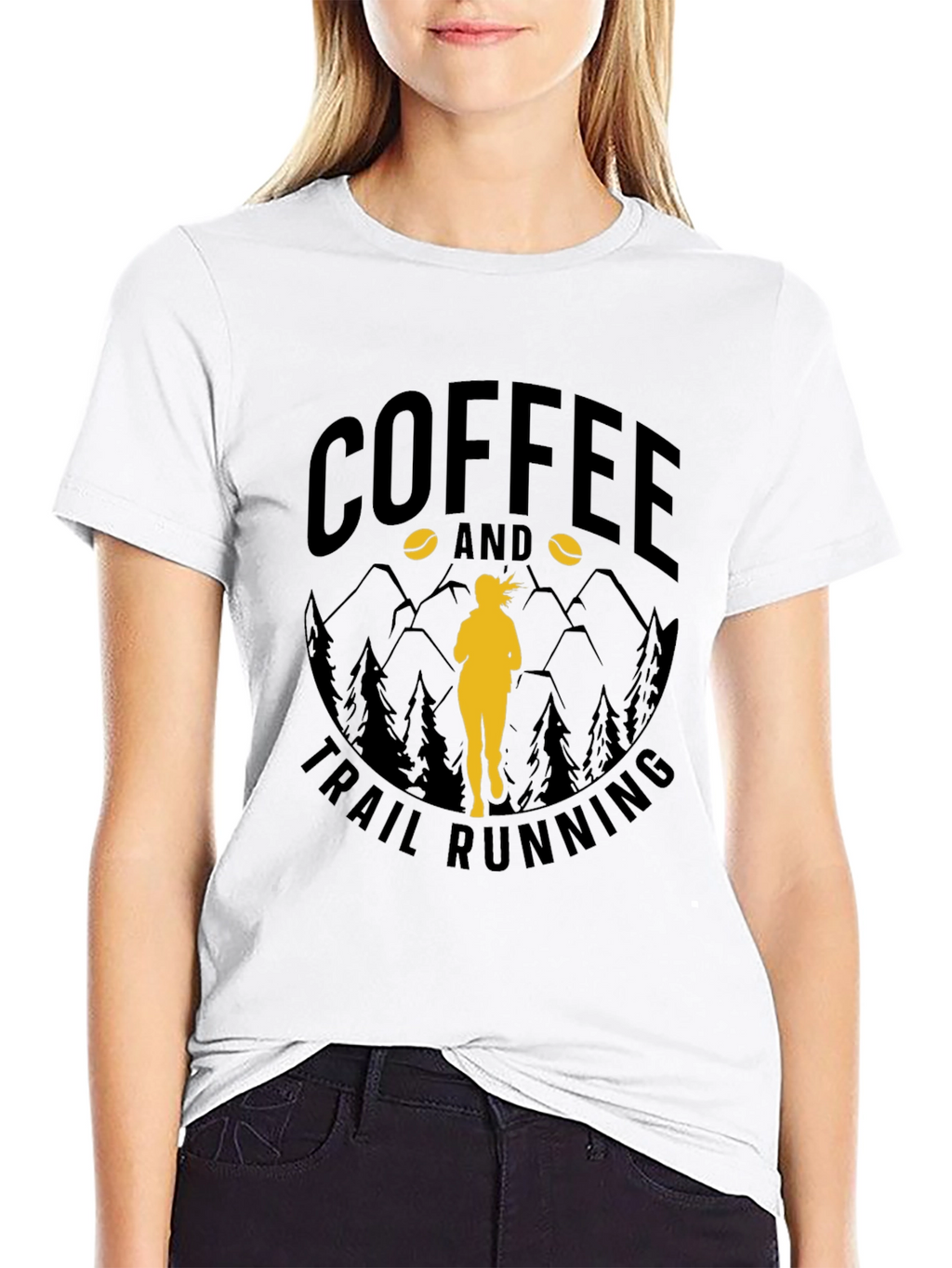 Coffee & Trail Running T-Shirt - Mountain Design