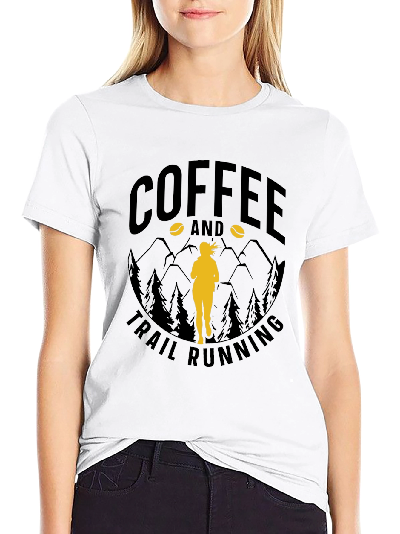 Coffee & Trail Running T-Shirt - Mountain Design