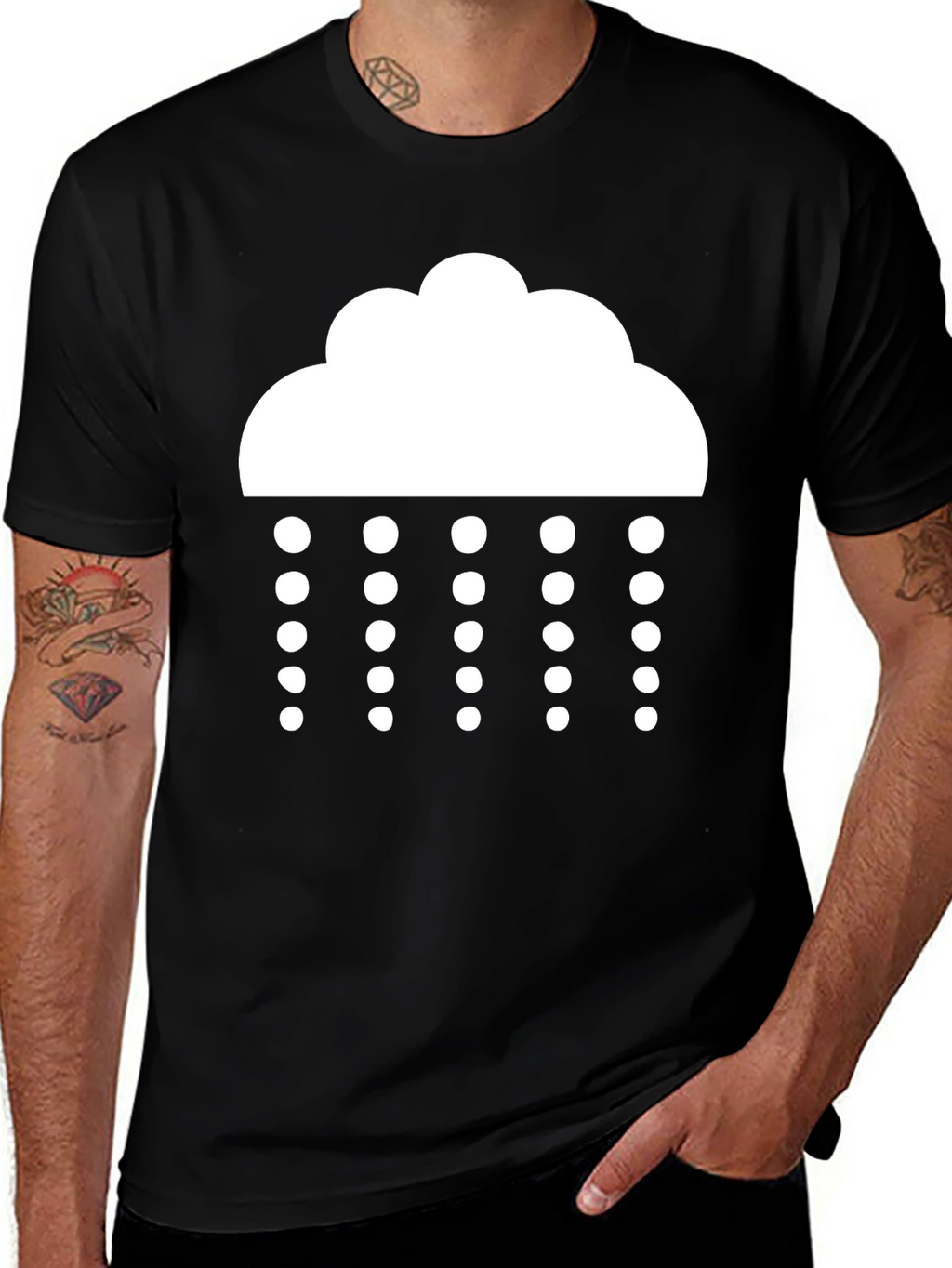 Rainy Day Black T-Shirt - Weather Icon Tee
