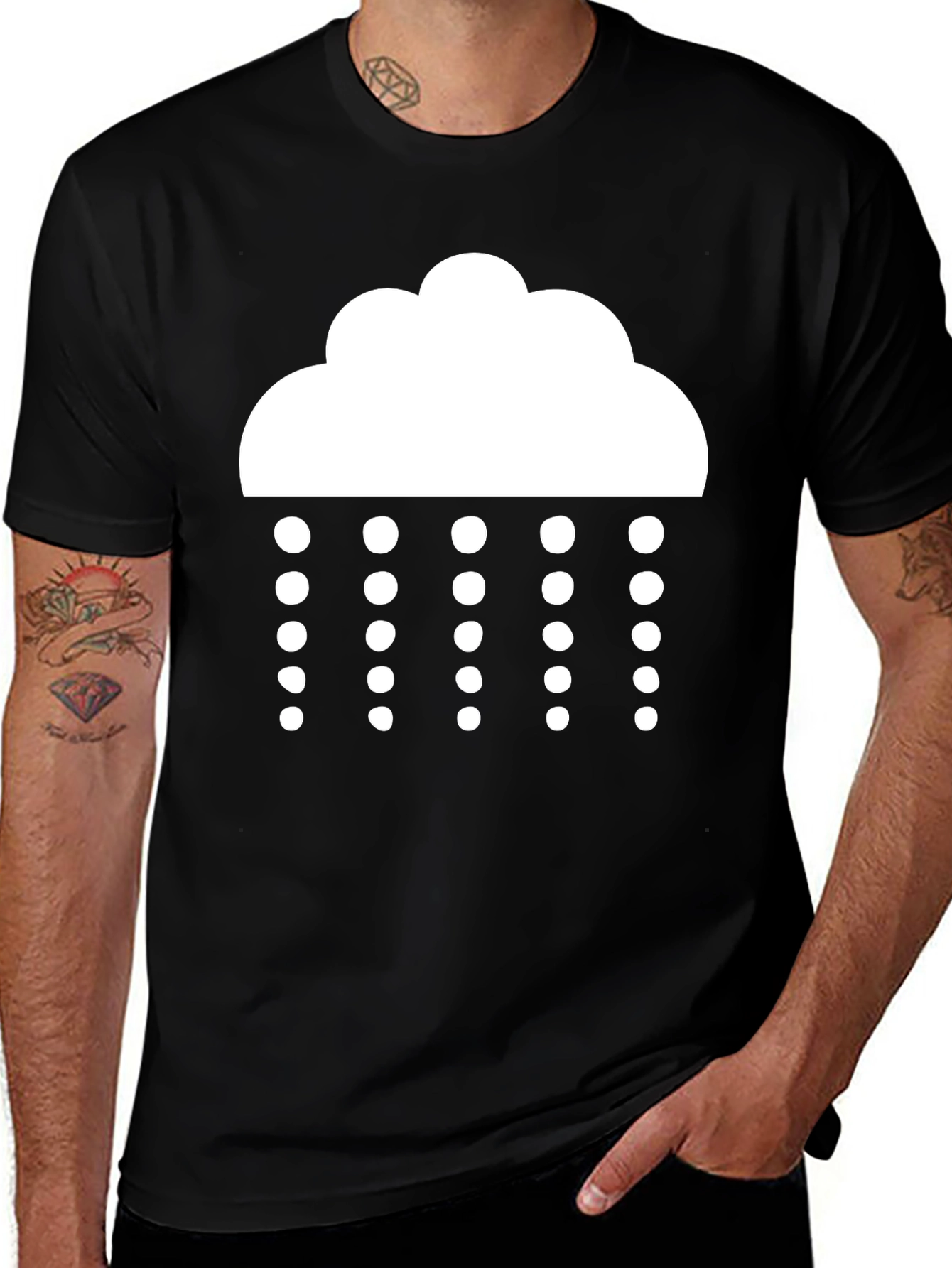 Rainy Day Black T-Shirt - Weather Icon Tee