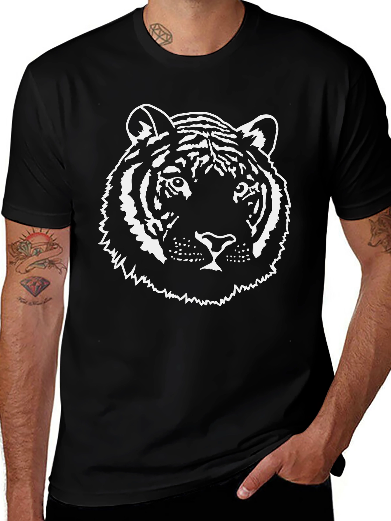 Black Tiger Graphic Tee - Mens Short Sleeve T-Shirt