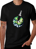 Earth Pierced Tee - Black Graphic T-Shirt