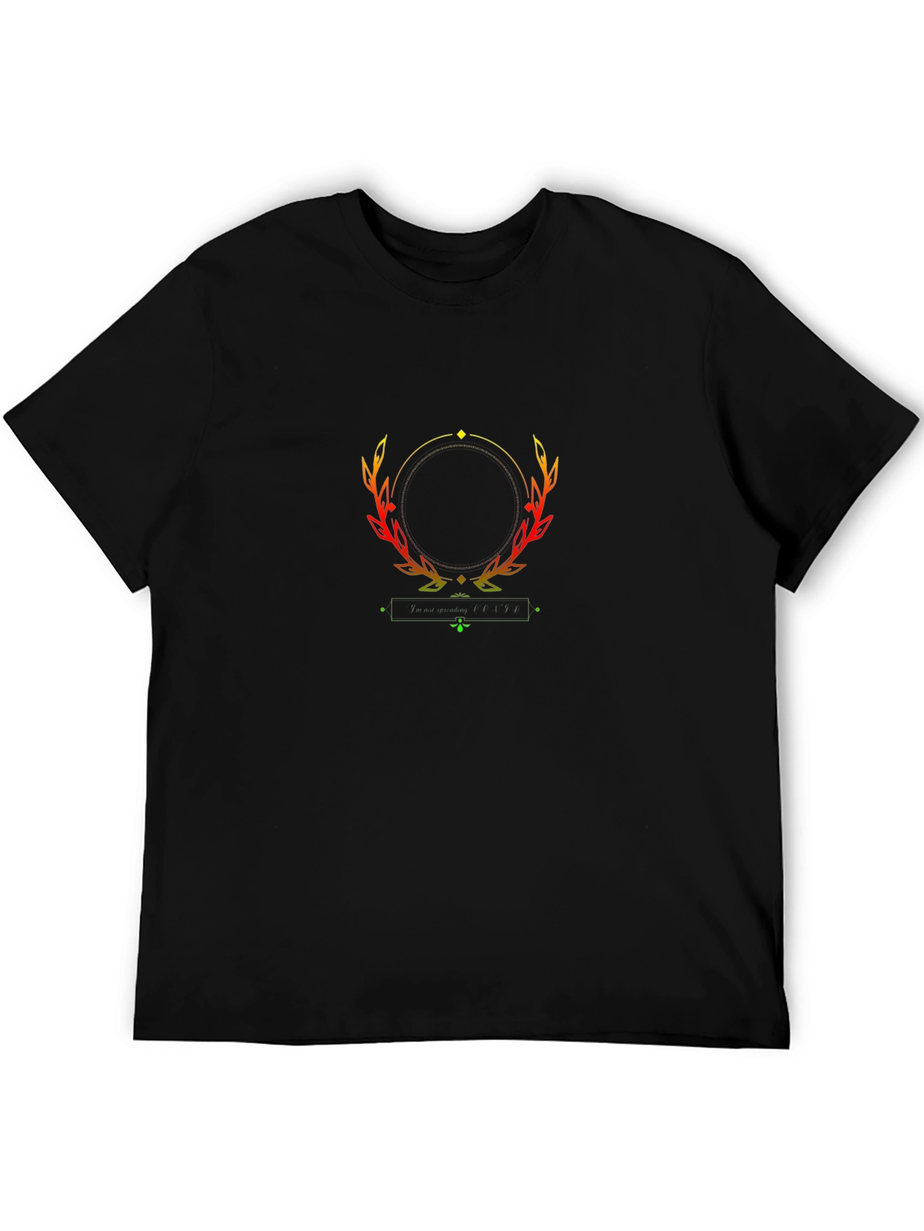 Stylish Black T-Shirt with Laurel Wreath Graphic