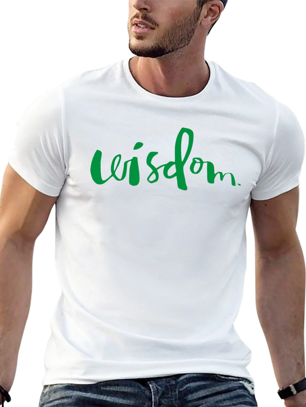 Wisdom Green Text Black T-Shirt