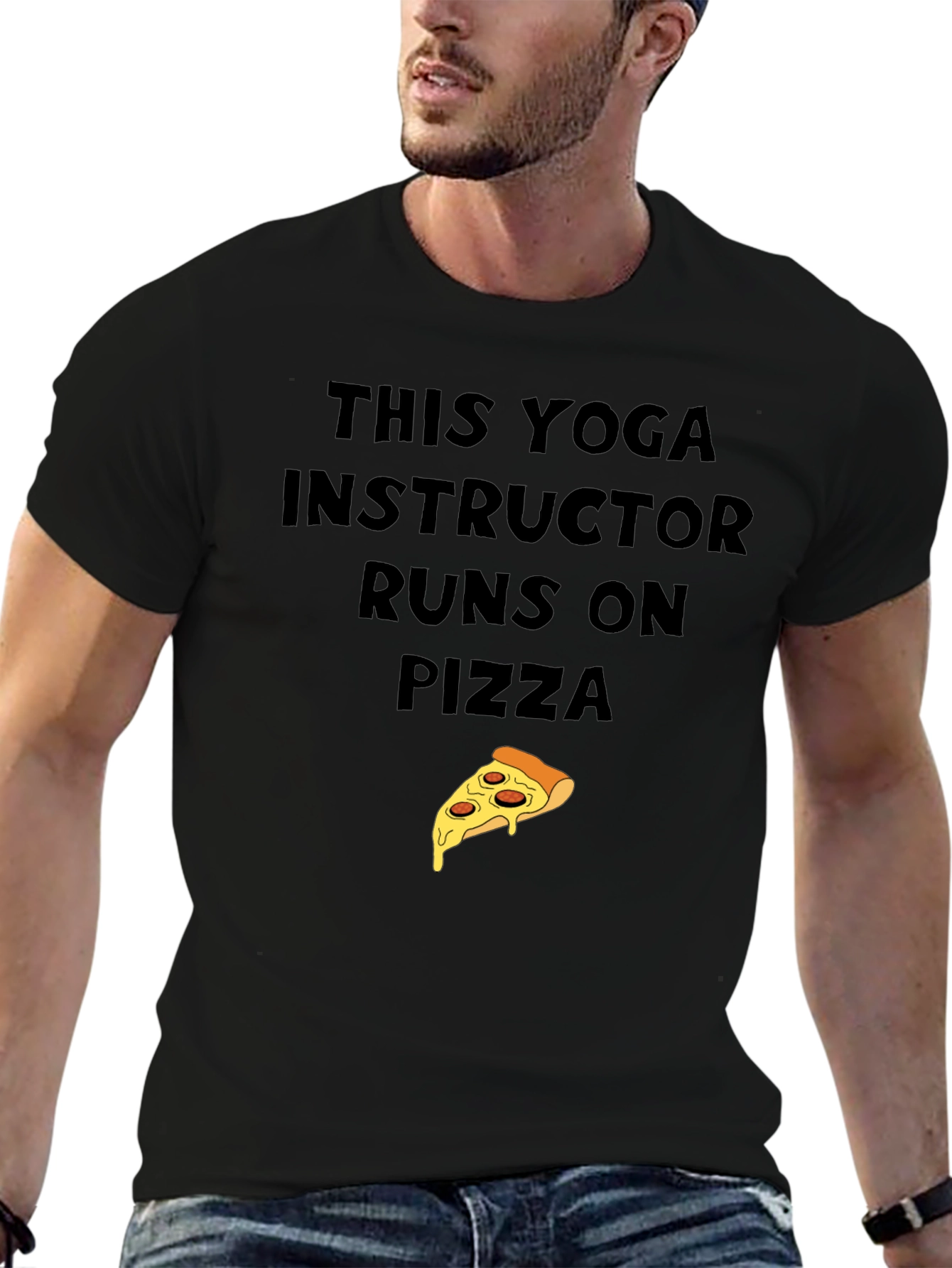 Yoga Instructor Pizza Graphic T-Shirt