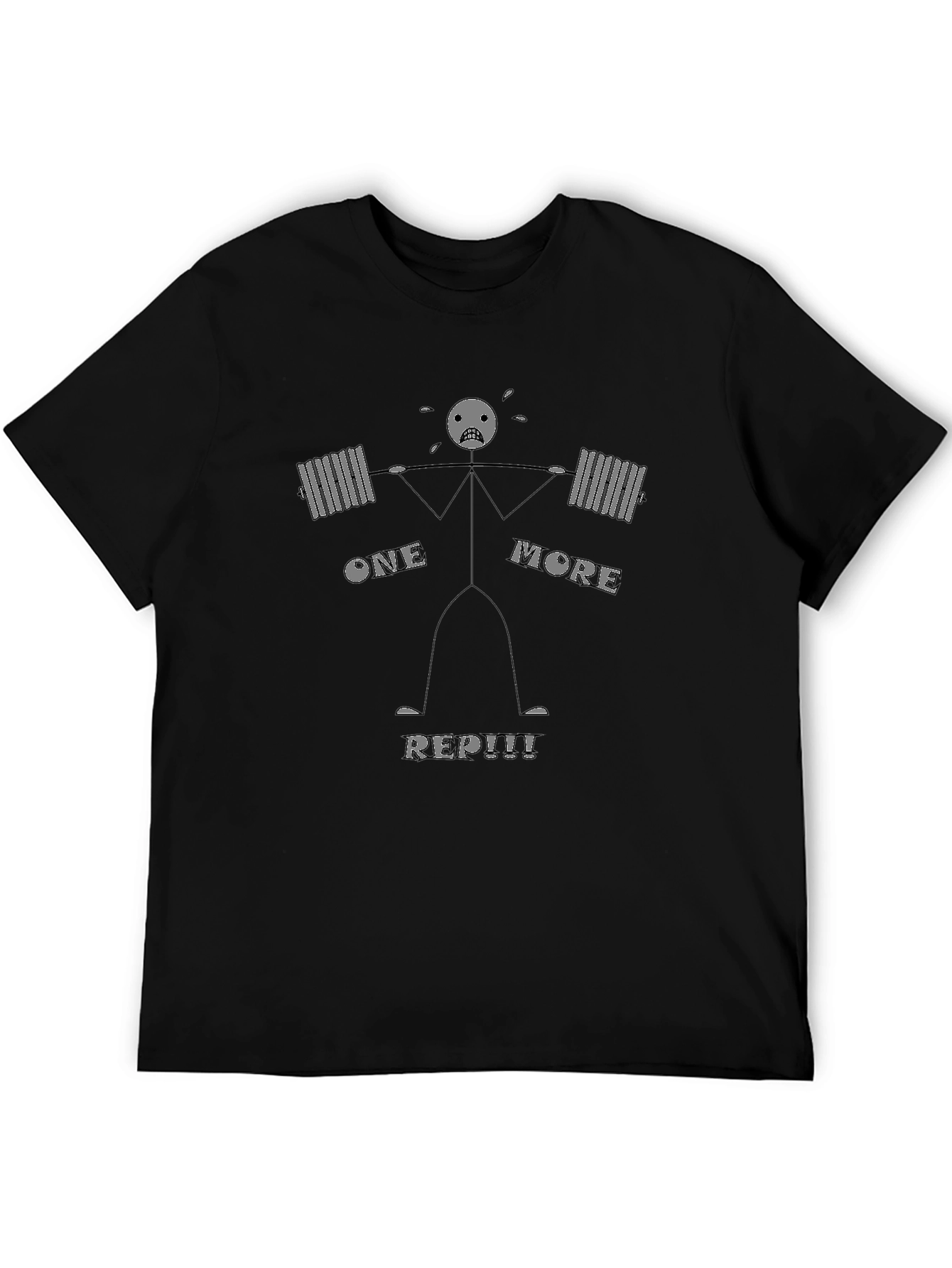 One More Rep Black Cotton Graphic Tee - Workout Motivation Shirt