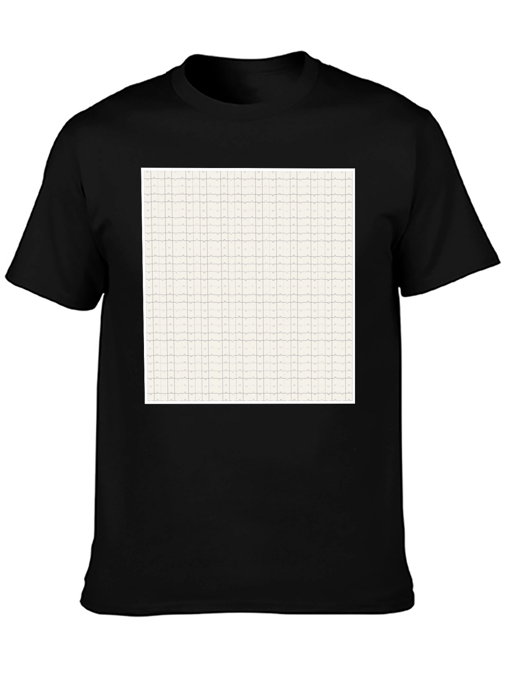 Grid Pattern Black Casual T-Shirt for Men
