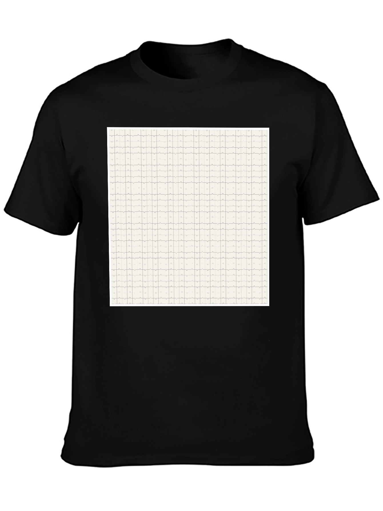 Grid Pattern Black Casual T-Shirt for Men
