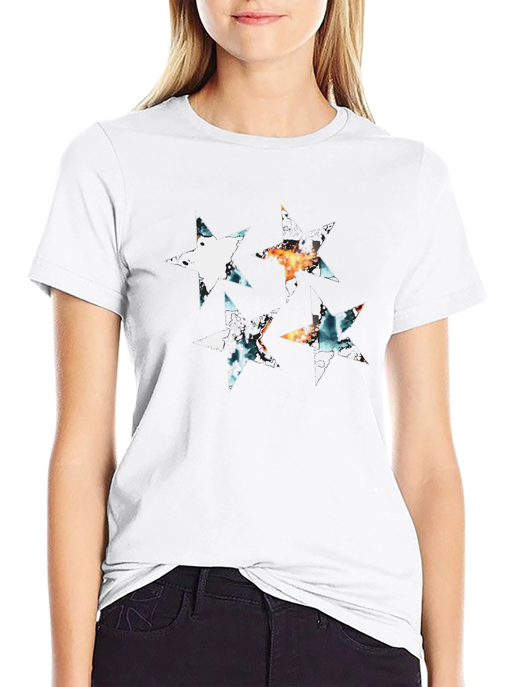Abstract Star Graphic Black Tee