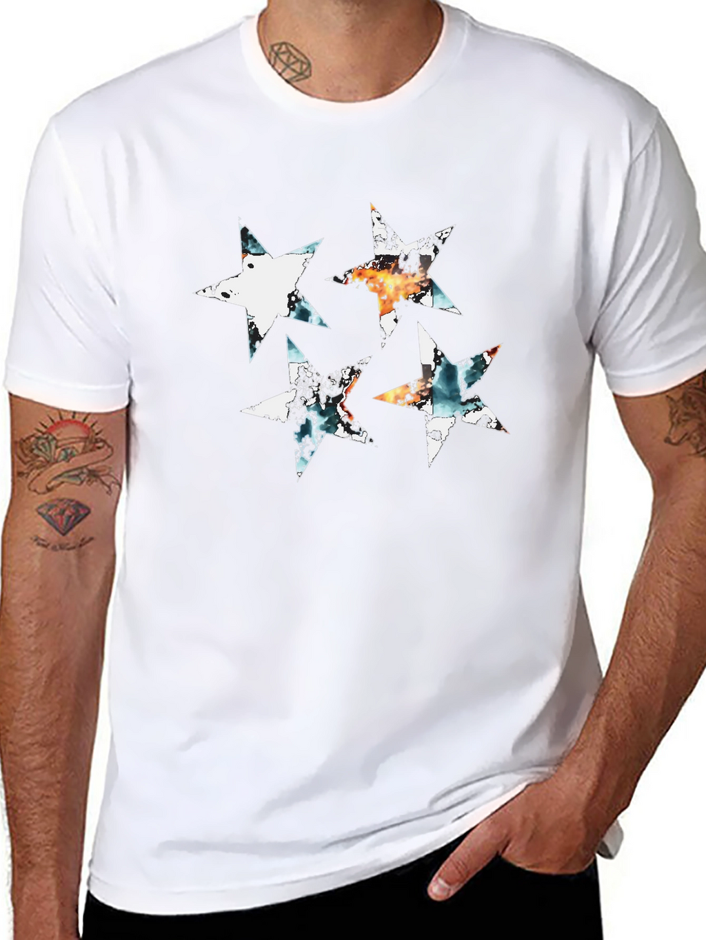 Abstract Star Graphic Black Tee
