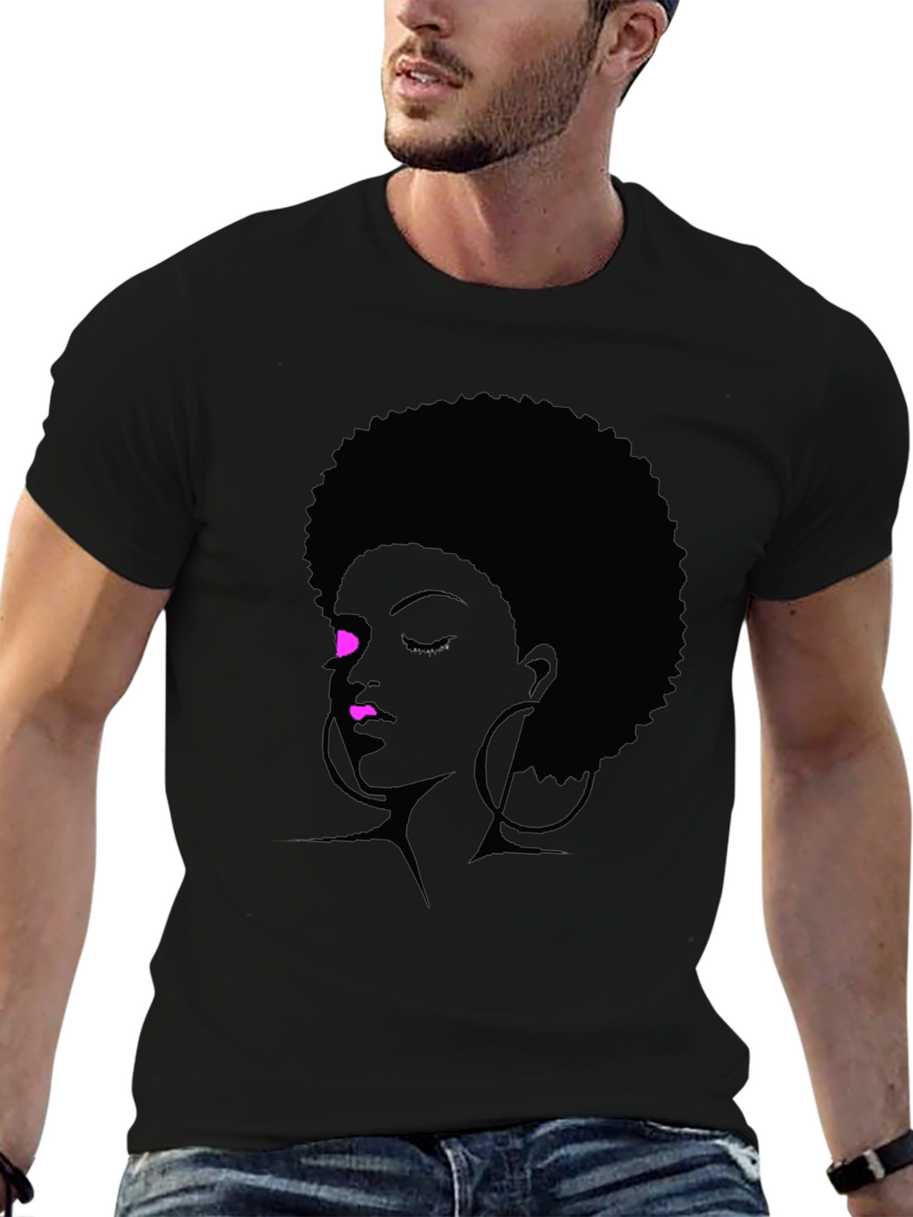 Afro Silhouette Tee - Black Graphic T-Shirt