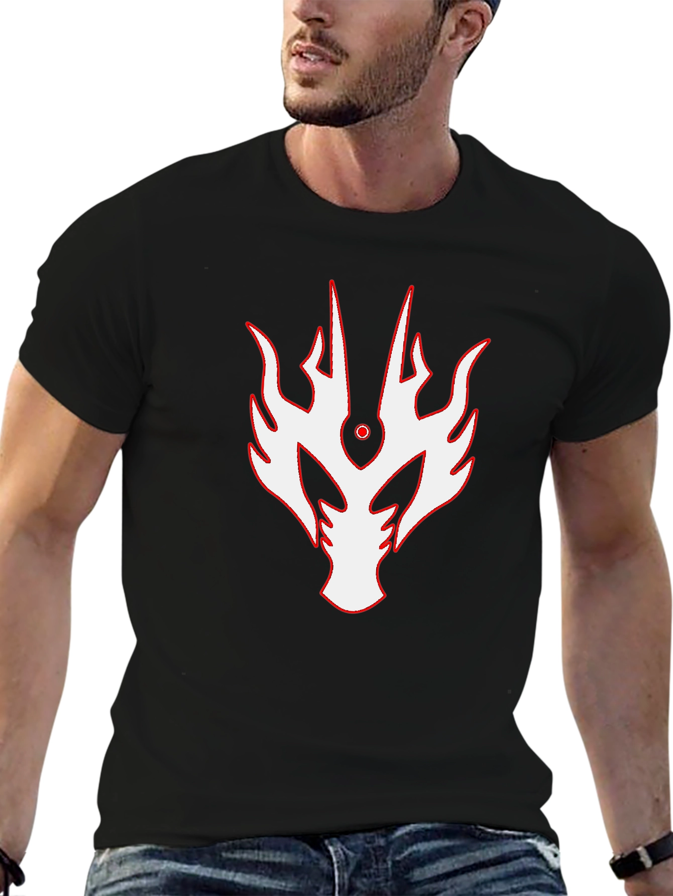Dragon Crest Graphic Tee - Black Cotton Blend Shirt