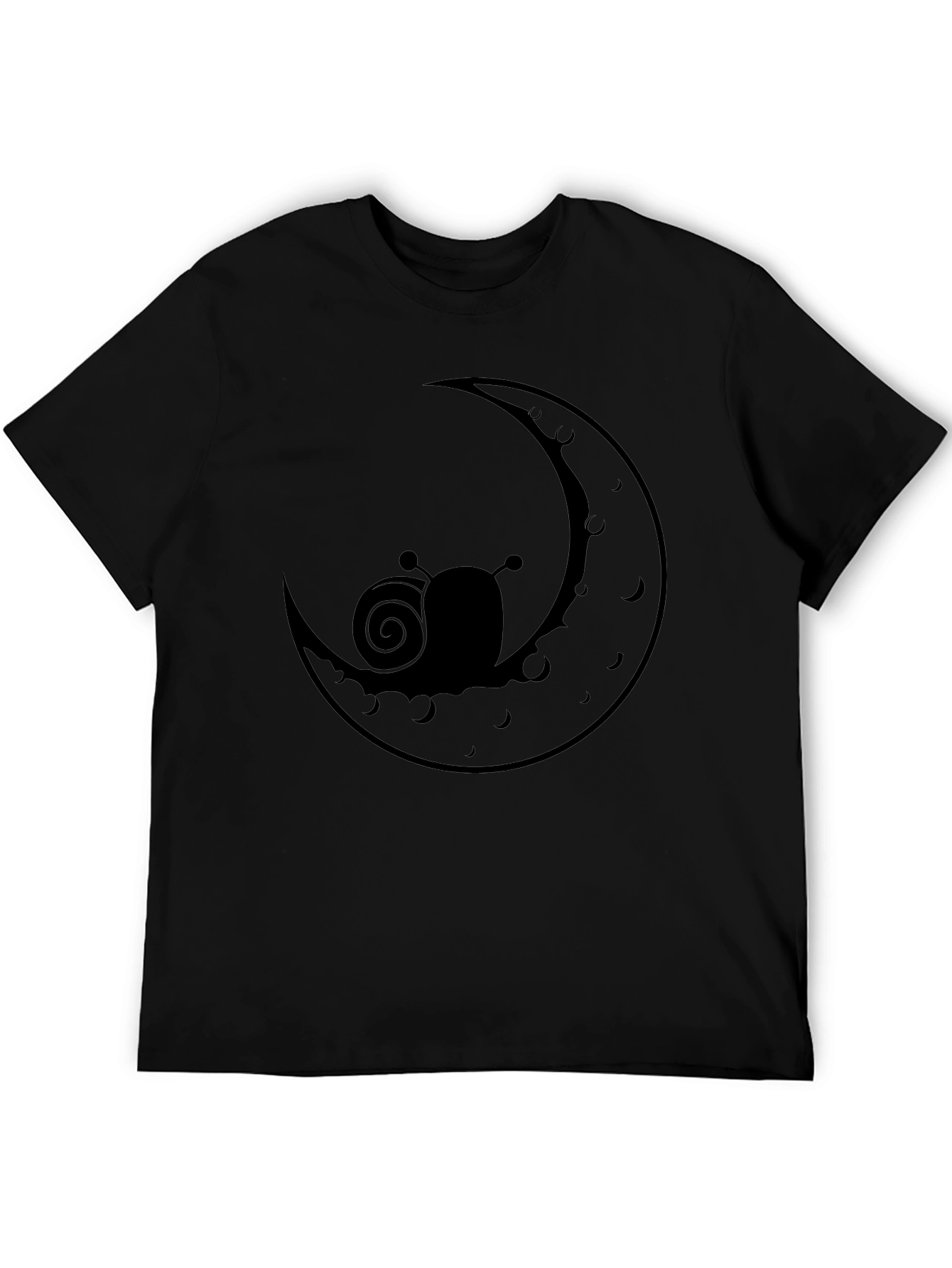 Snail on Moon Graphic Tee - Stylish Black T-Shirt