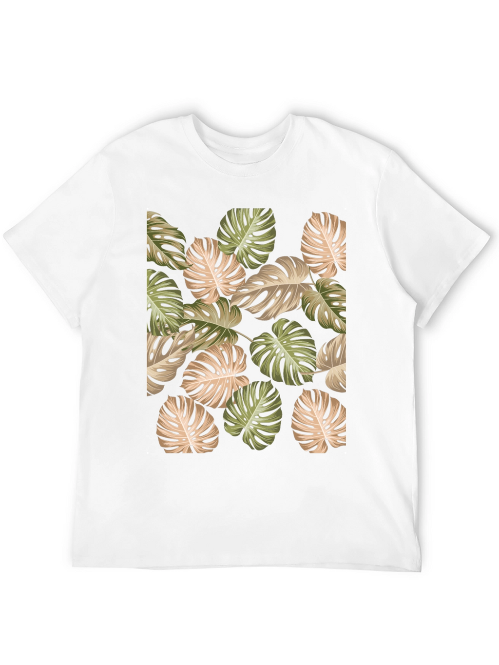 Tropical Leaf Print Black T-Shirt