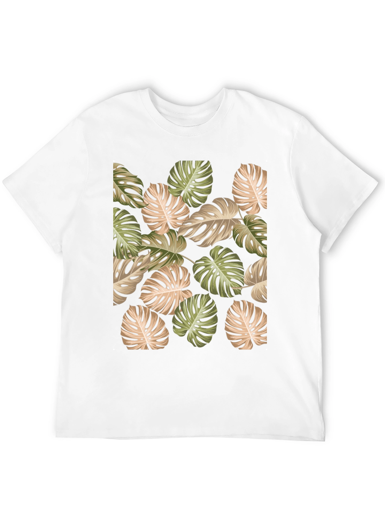 Tropical Leaf Print Black T-Shirt