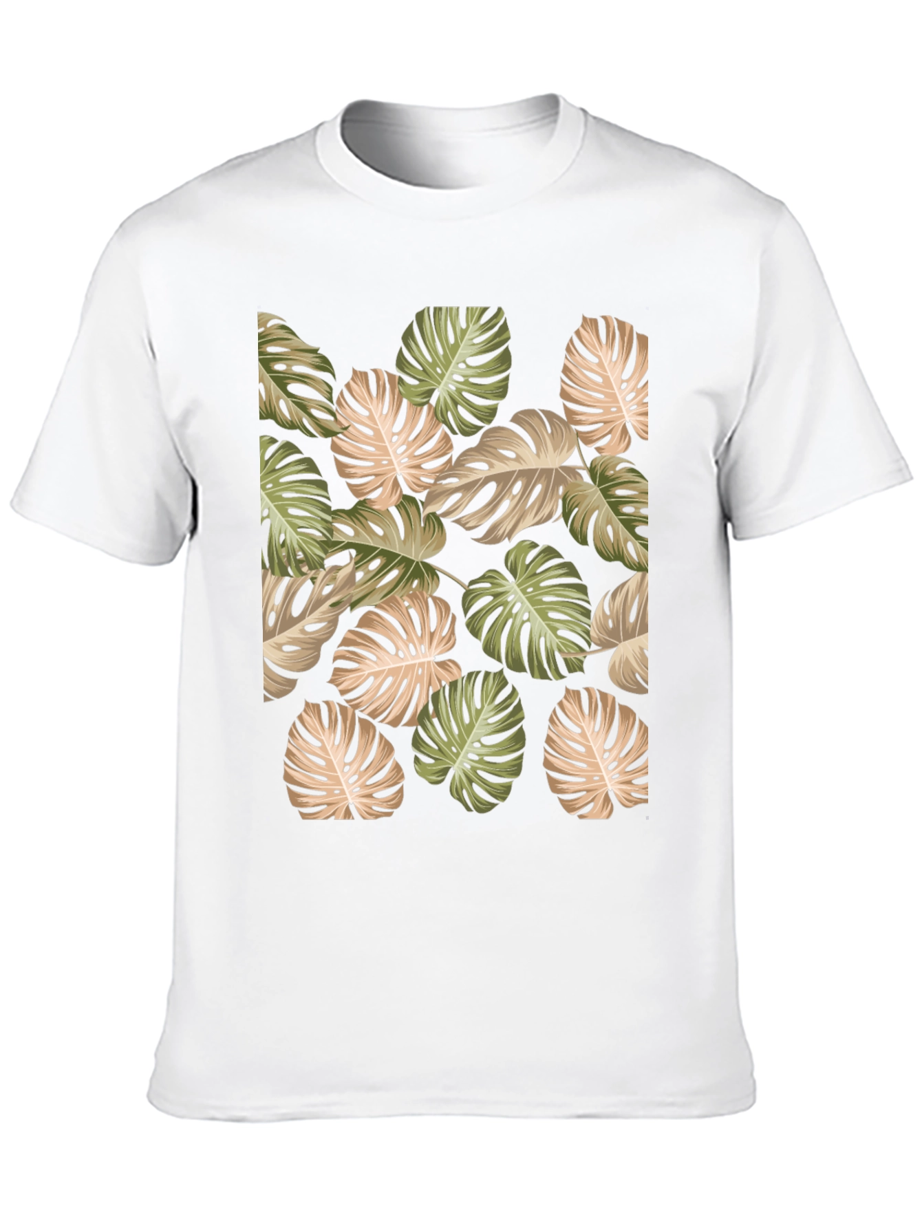 Tropical Leaf Print Black T-Shirt