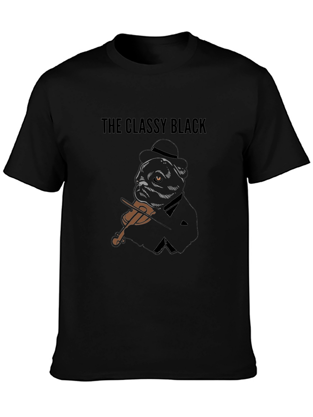 Classy Black Pug Musician Graphic Tee