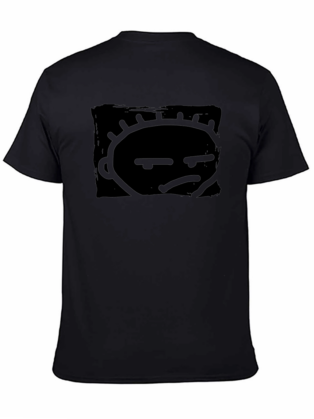 Grumpy Face Graphic Print Black T-Shirt