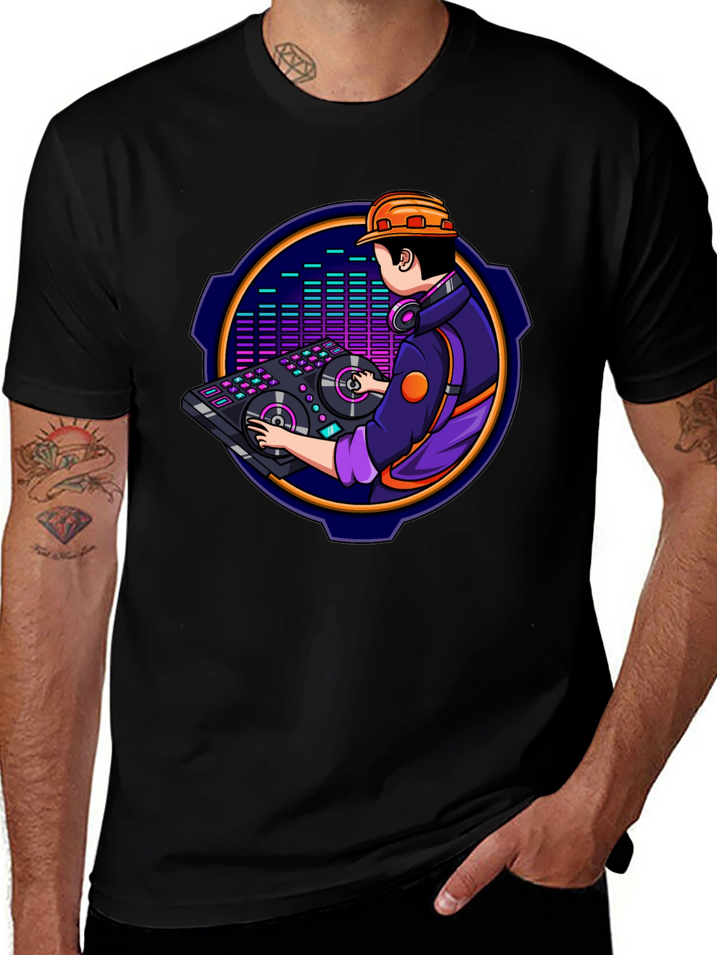 DJ Construction Worker Graphic Tee