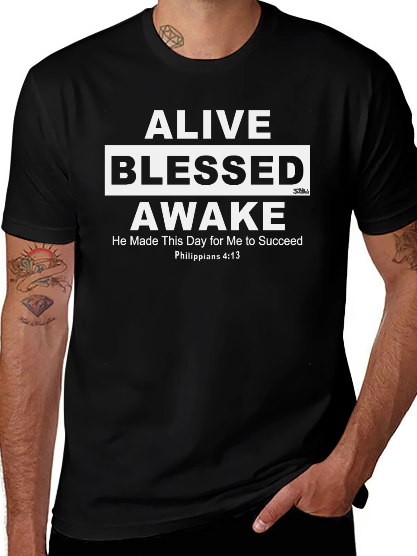 Alive Blessed Awake Inspirational Graphic Tee