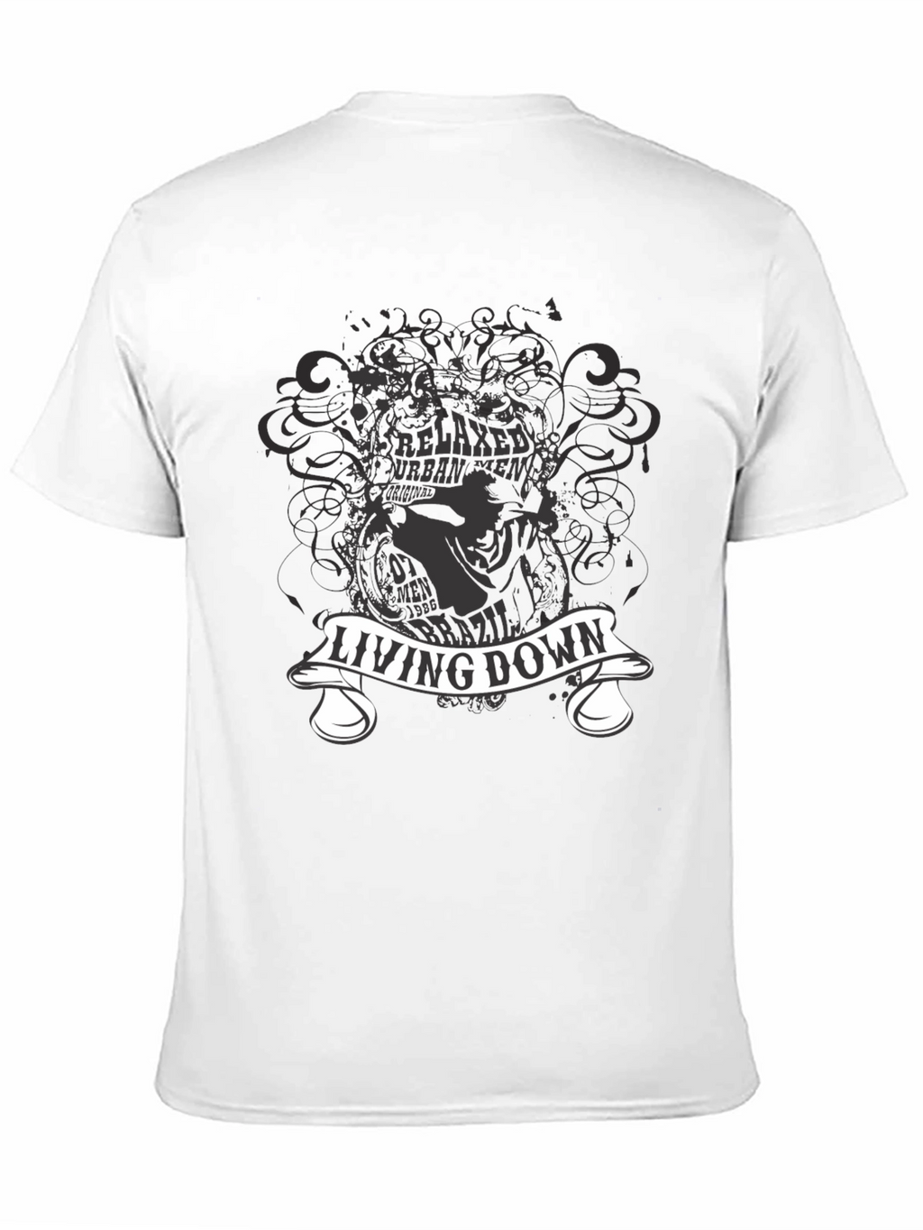 Living Down Urban Men Graphic Black T-Shirt