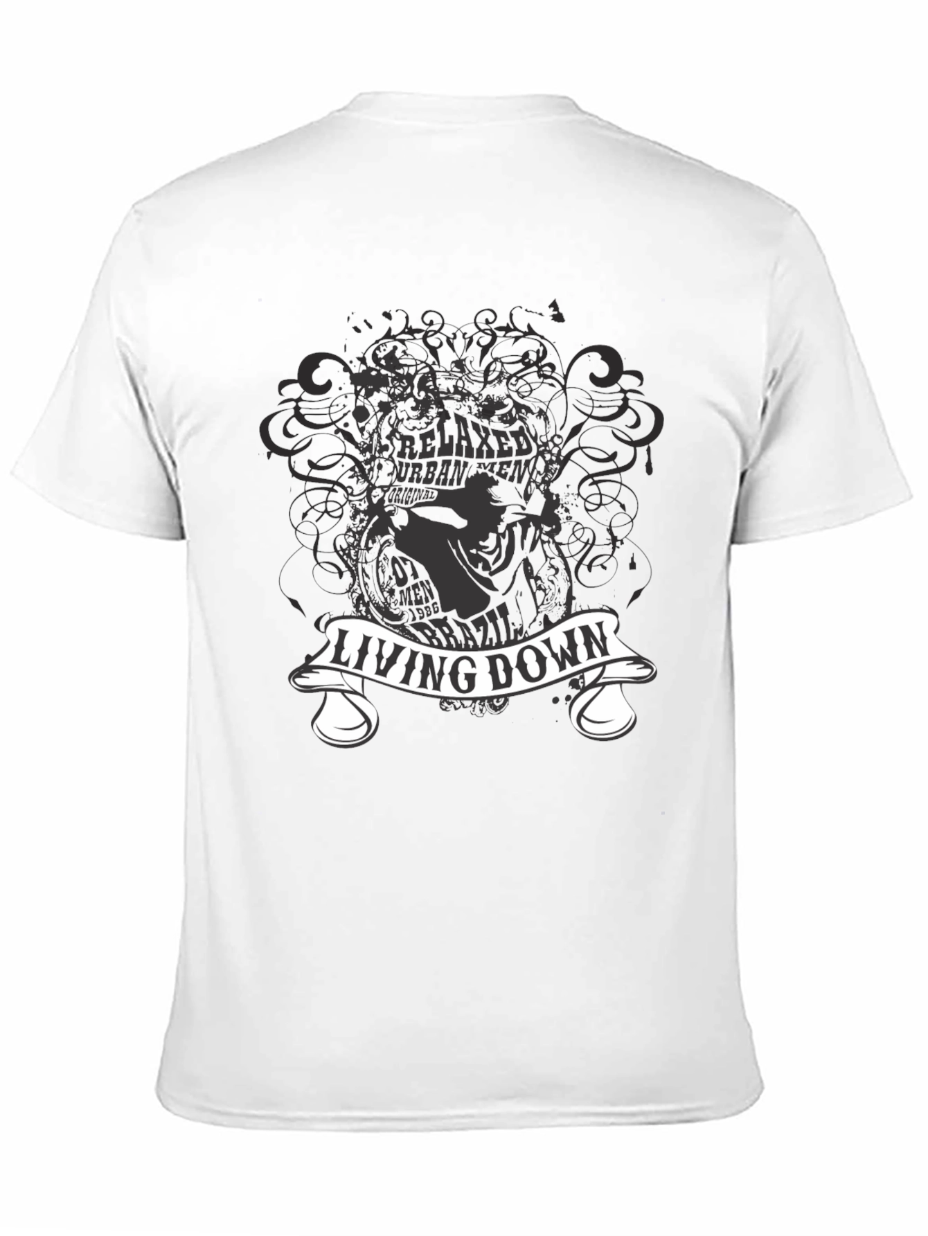 Living Down Urban Men Graphic Black T-Shirt