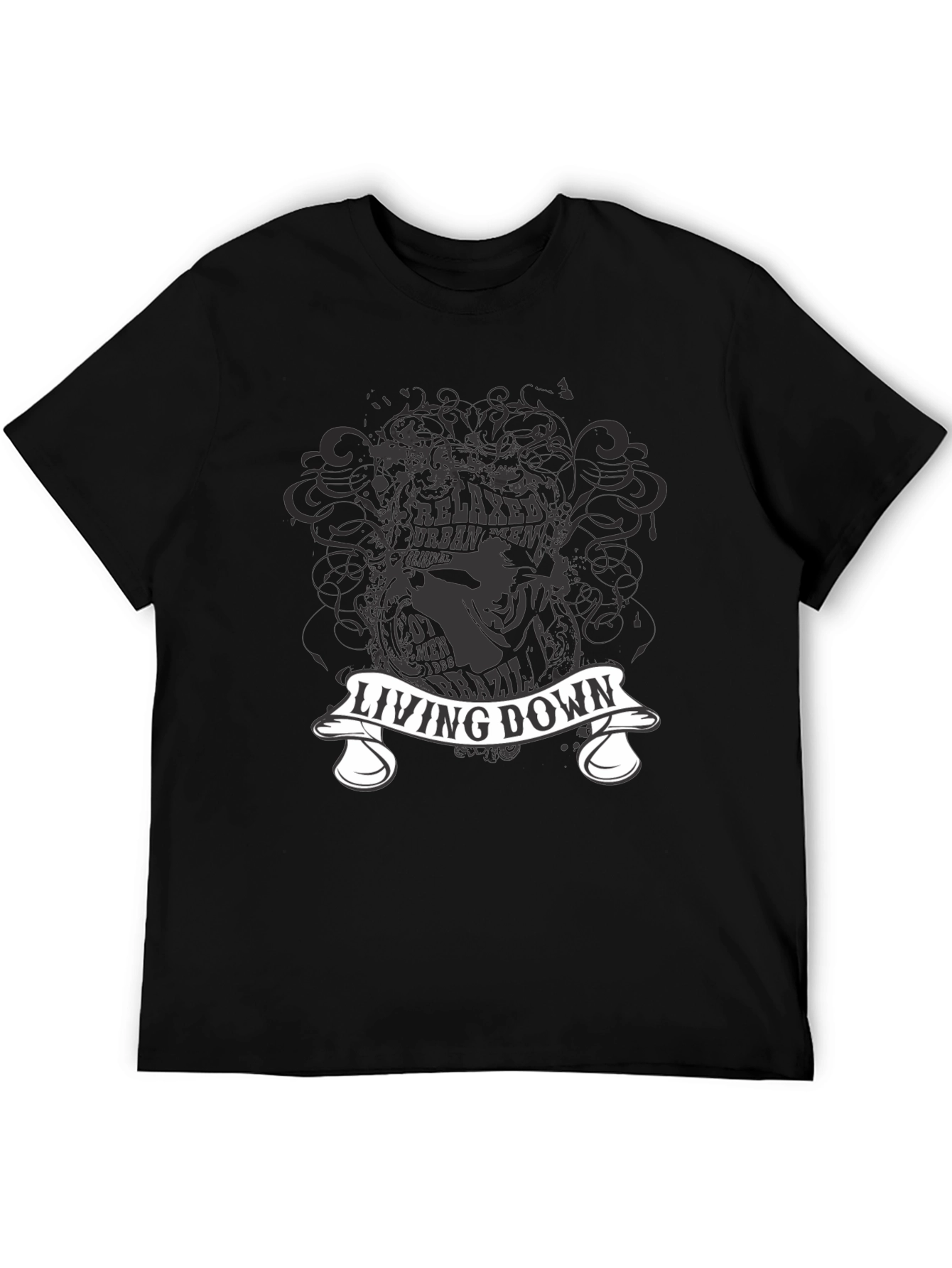 Living Down Urban Men Graphic Black T-Shirt