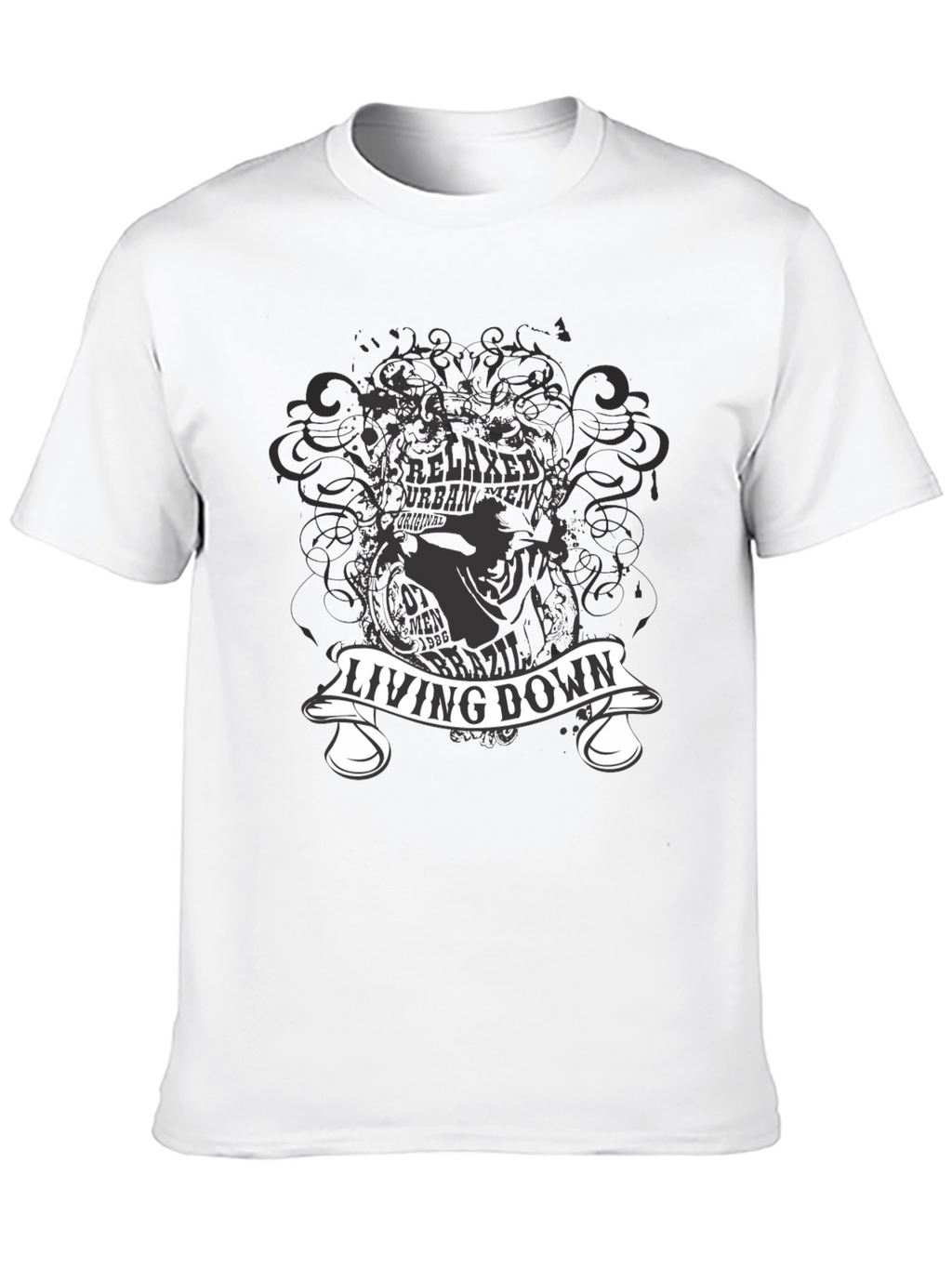 Living Down Urban Men Graphic Black T-Shirt