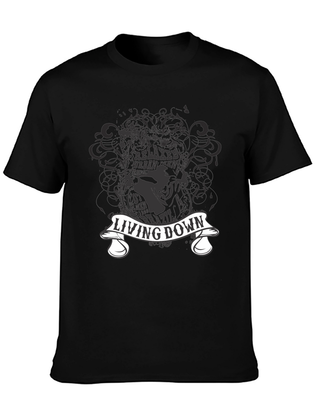 Living Down Urban Men Graphic Black T-Shirt