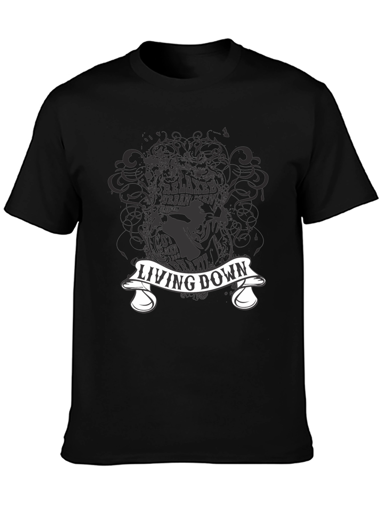 Living Down Urban Men Graphic Black T-Shirt