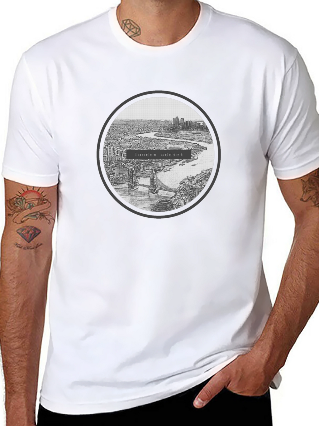 London Addict Graphic Tee - Black Crew Neck T-Shirt