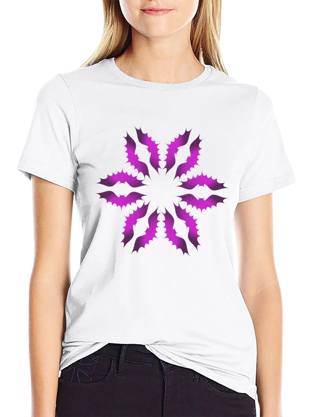 Stylish Black T-Shirt with Unique Floral Pattern