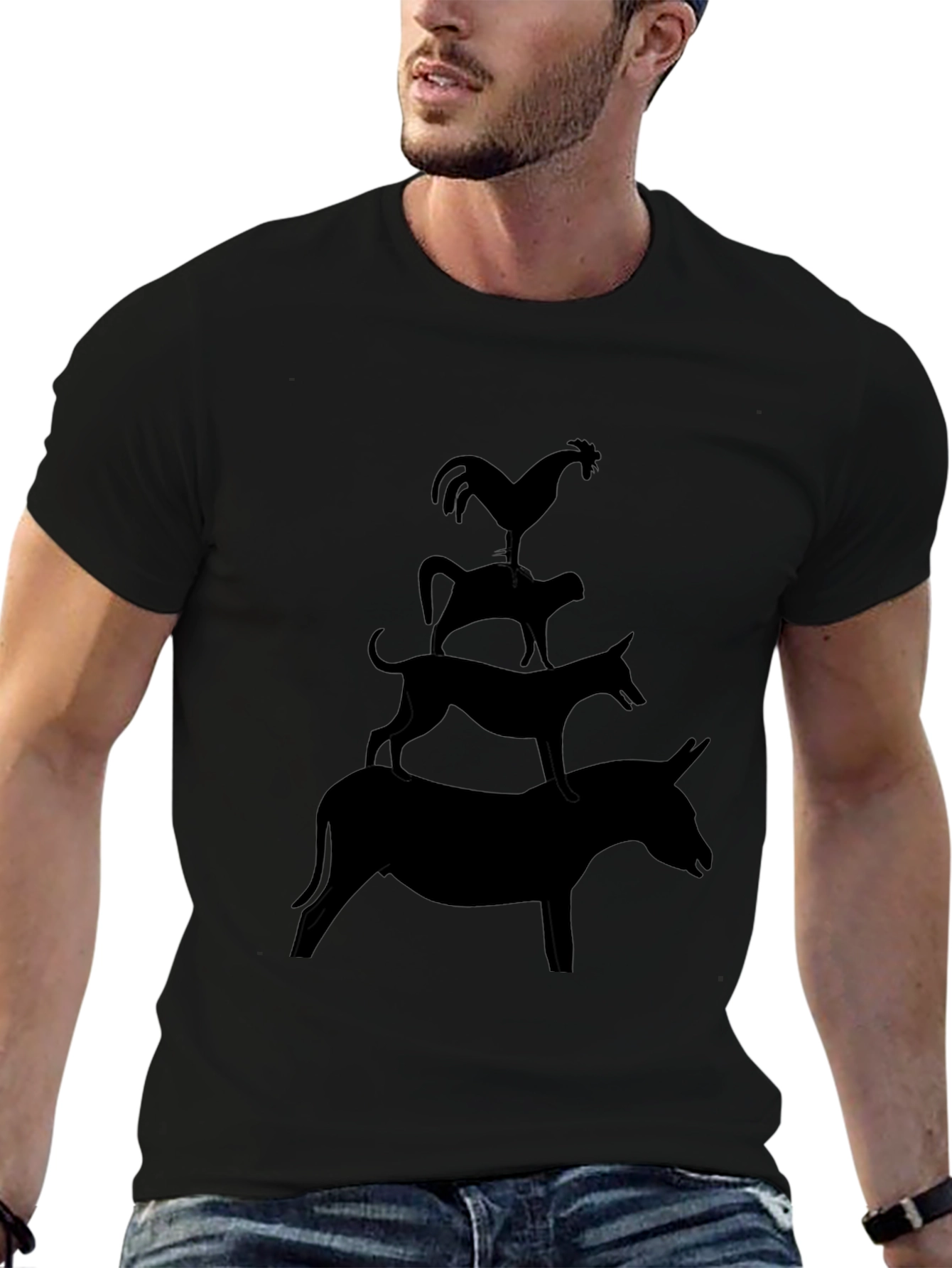Silhouette Animal Tower Black Graphic Tee