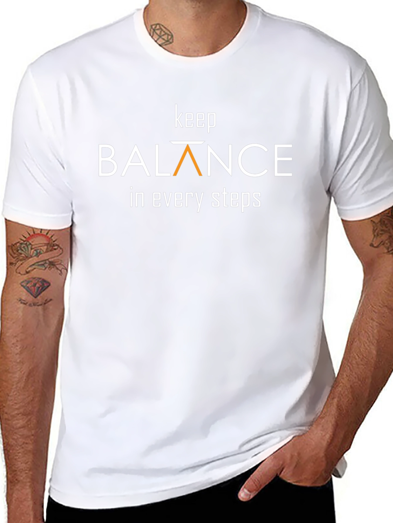 Keep Balance T-Shirt - Black Crew Neck
