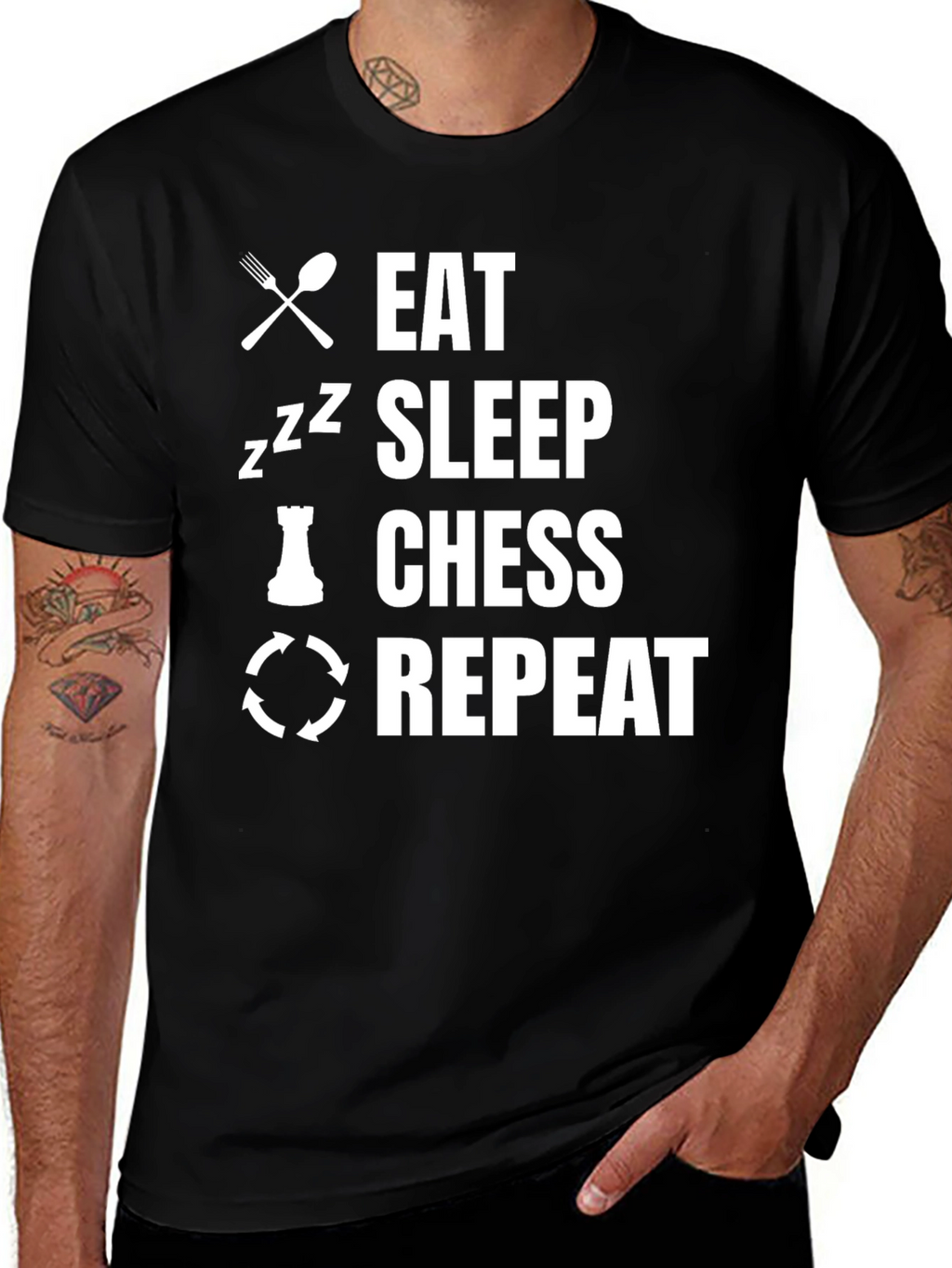 Eat Sleep Chess Repeat Graphic Tee